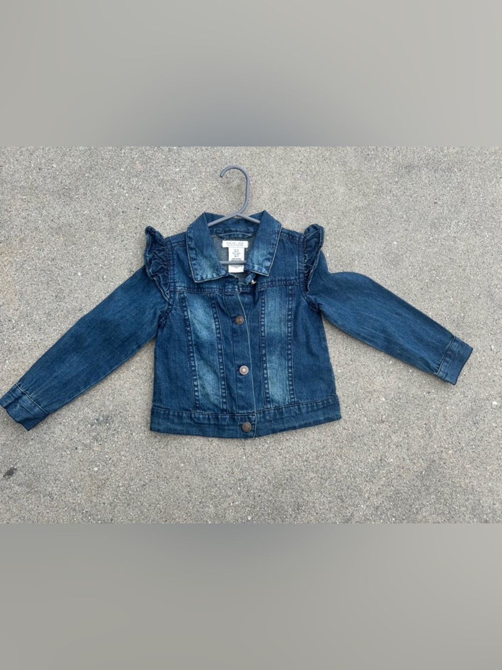 Rachel Zoe Girls' Ruffled Shoulder Dark Blue Denim Jacket